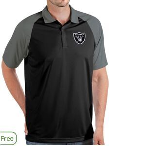 Antigua Las Vegas Raiders Antigua Nova Polo - Black/Steel M Nwt